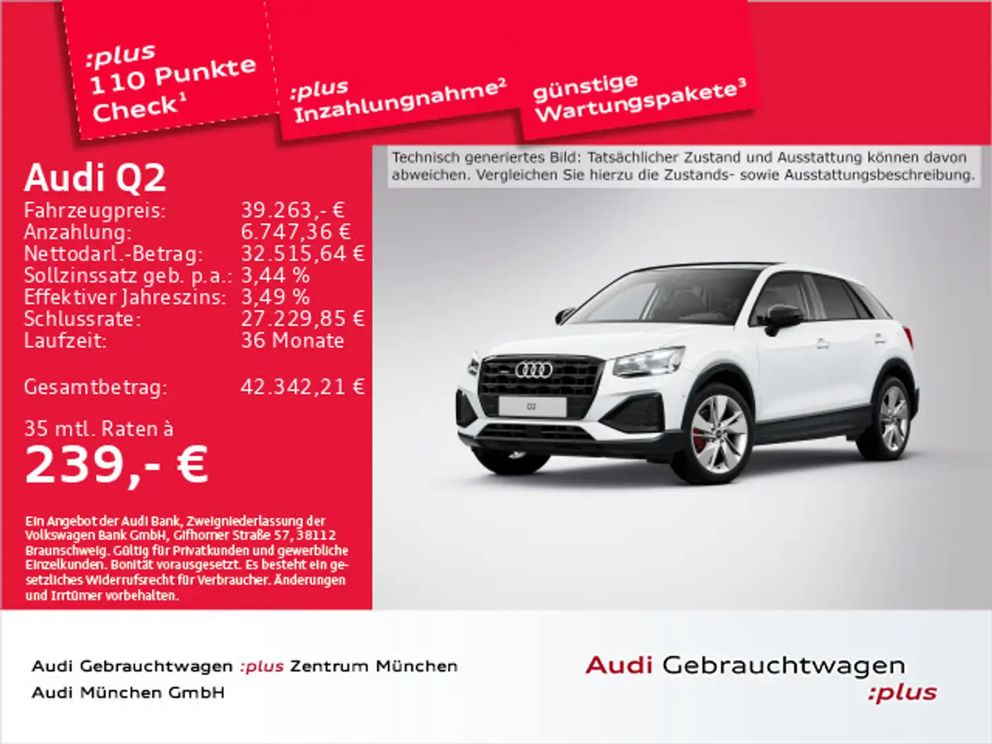Audi Q2 35 TDI qu. S tronic Pano/Sonos/Navi+/Kamera/A Weiß - 1