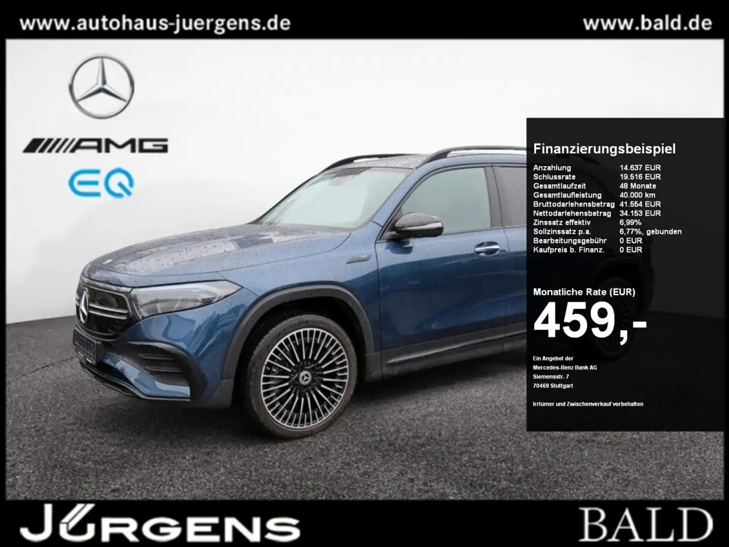 Mercedes-Benz EQB 350 4M AMG-Sport/360/Pano/Night/Memo/7Sitze Niebieski - 1