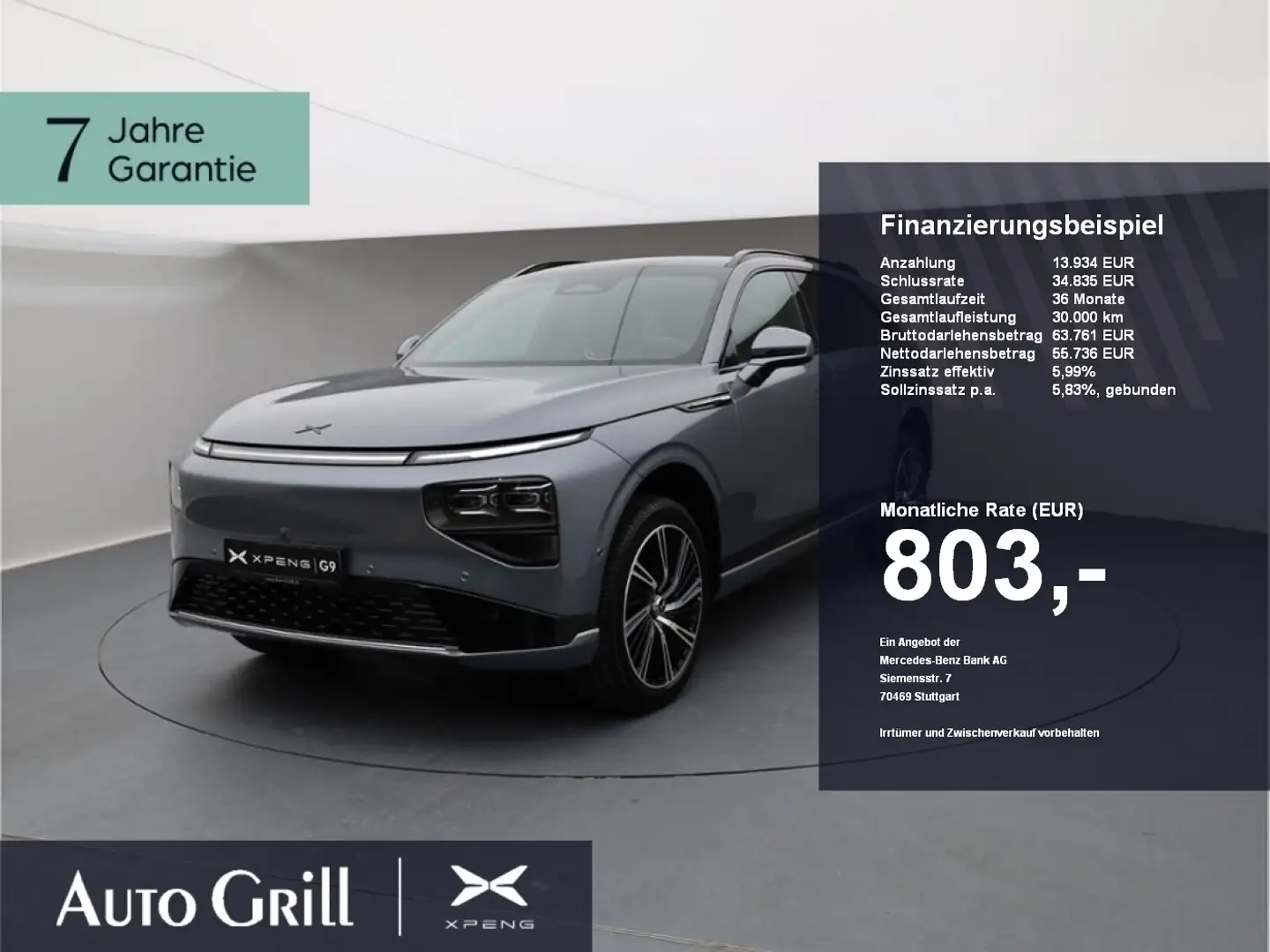 Xpeng G9 Performance AWD PremiumPaket CarPlay ACC Grijs - 1