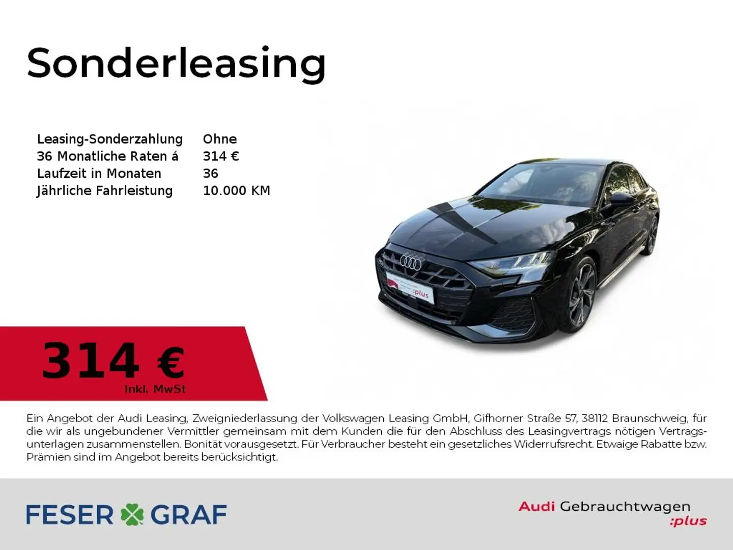 Audi A3 Limousine S line 35TFSI Navi+/SHZ/SONOS/HUD/AHK/VC Schwarz - 1