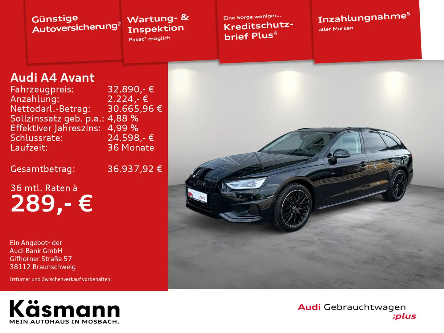 Audi A4 advanced 35TFSI NAV KAM SHZ VIRTUAL Schwarz - 1