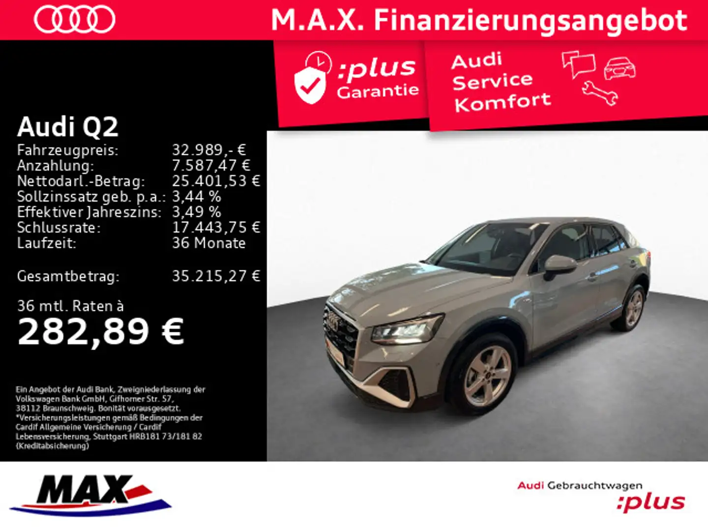 Audi Q2 35 TFSI S-LINE LED+KAMERA+AHK+STHZ+VCP+NAVI+ Grau - 1
