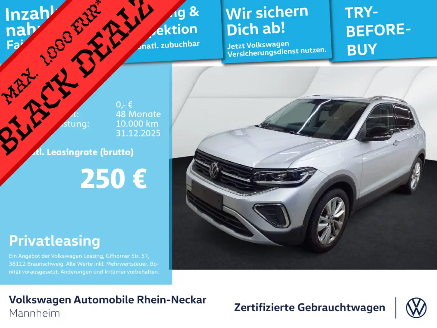 Volkswagen T-Cross 1.0 TSI Style DSG Navi Kamera LED uvm Silber - 1