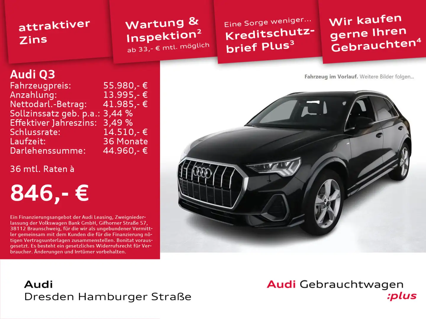 Audi Q3 45TFSI S line quat. Matrix Pano AHZV Standhz. Schwarz - 1
