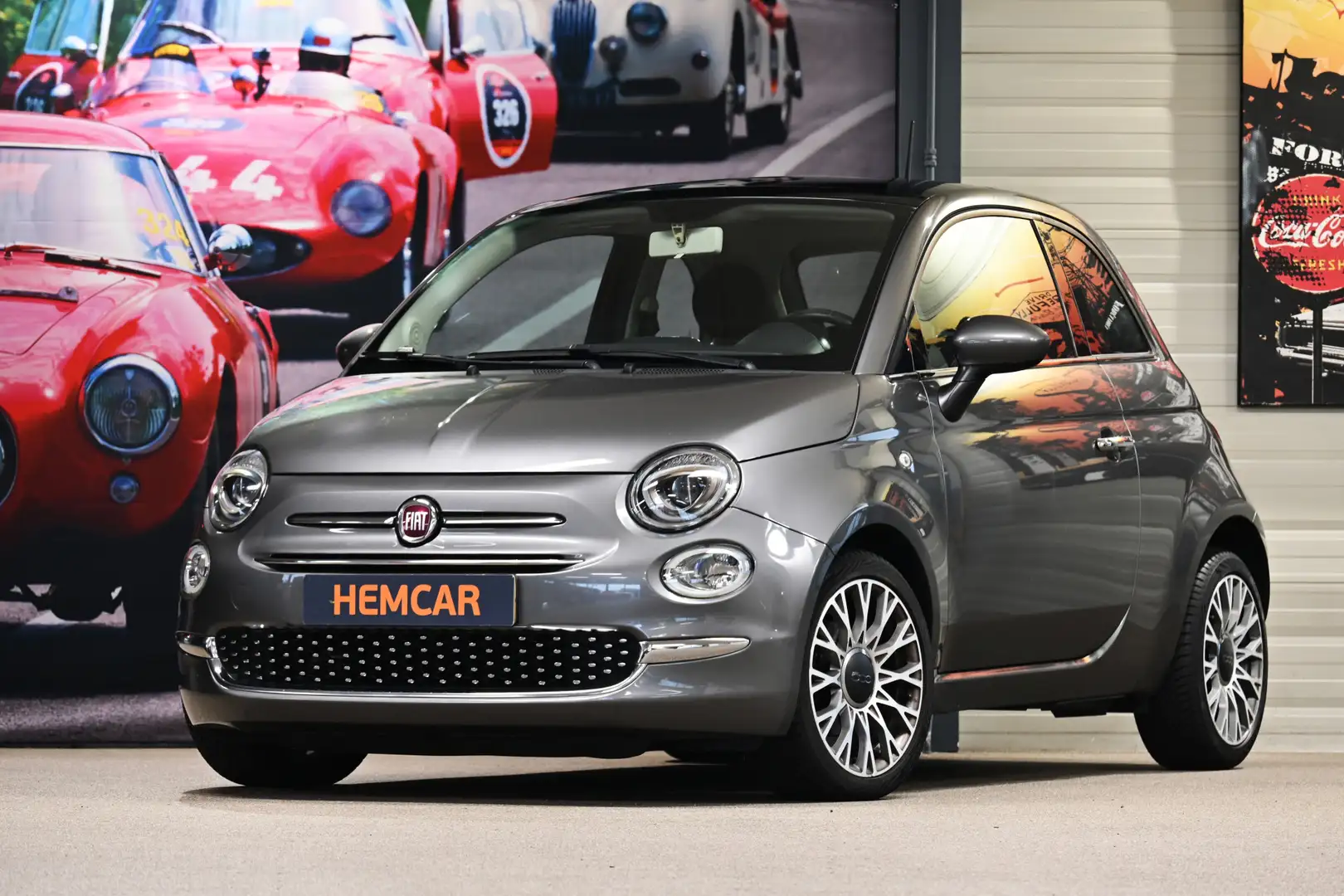 Fiat 500 0.9 TwinAir Turbo Lounge Navi / Leer / open dak Gris - 1
