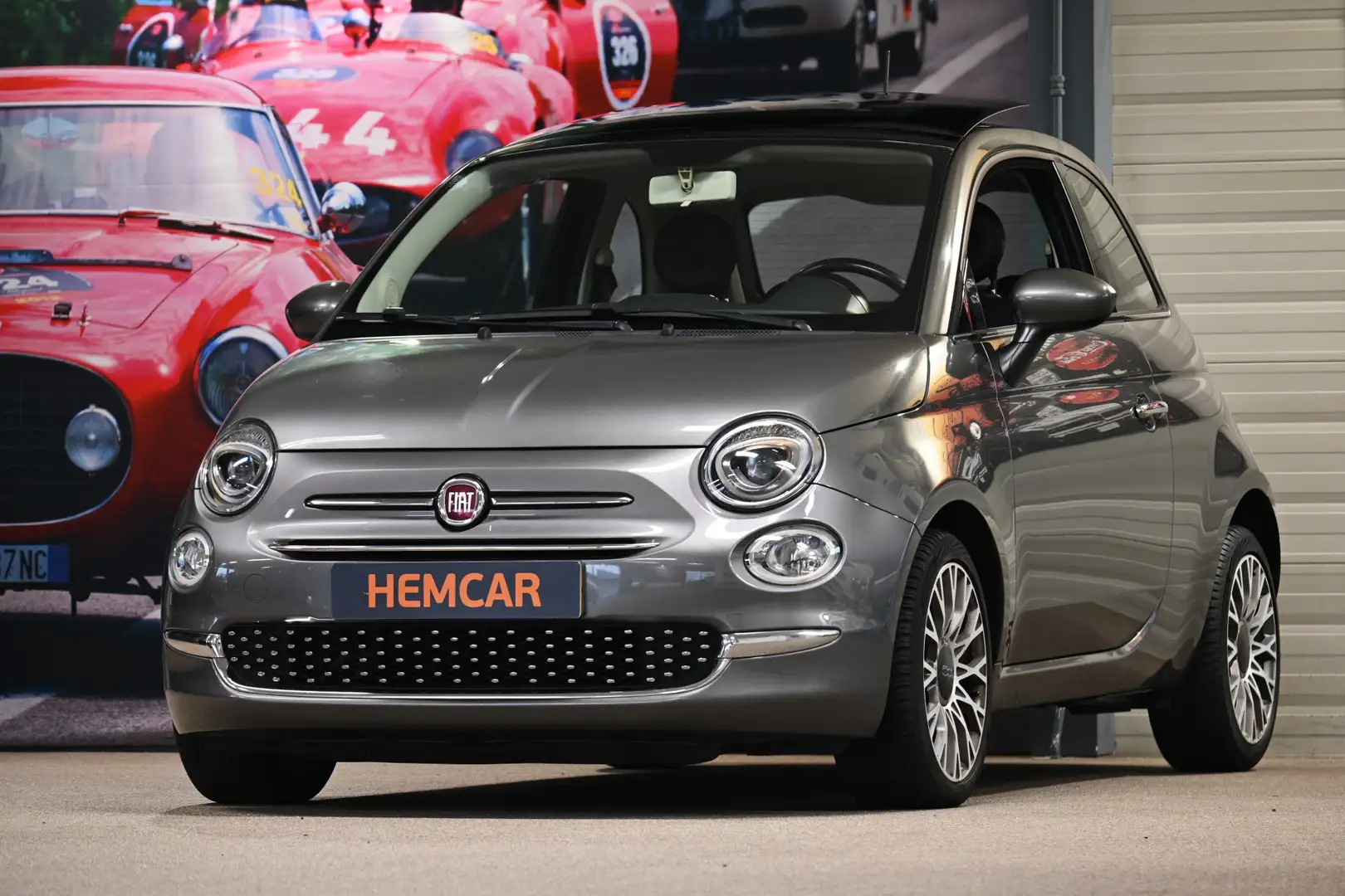 Fiat 500 0.9 TwinAir Turbo Lounge Navi / Leer / open dak Gris - 2