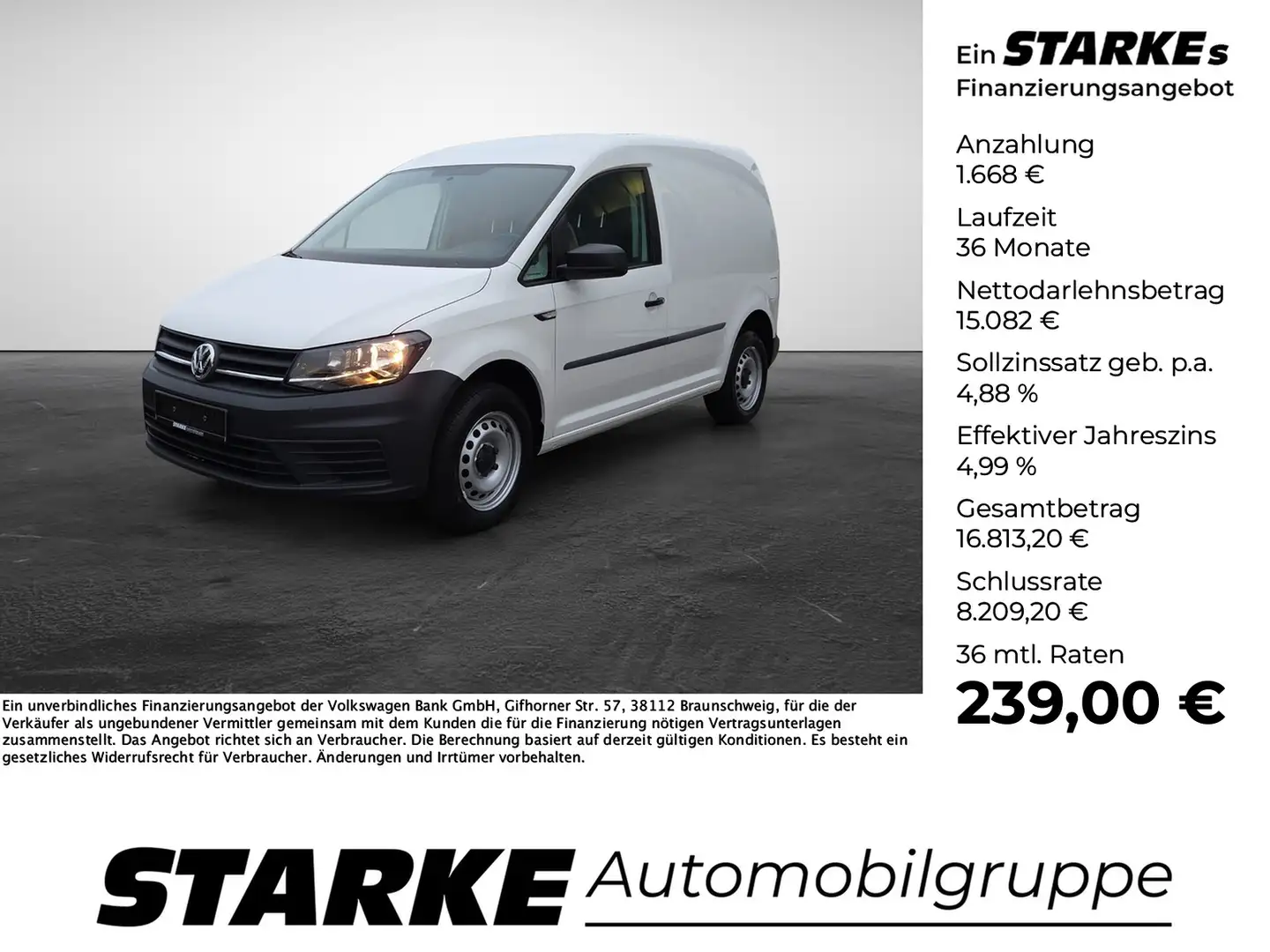 Volkswagen Caddy Kasten 2.0 TDI Klima Radio Composition Audio Weiß - 1