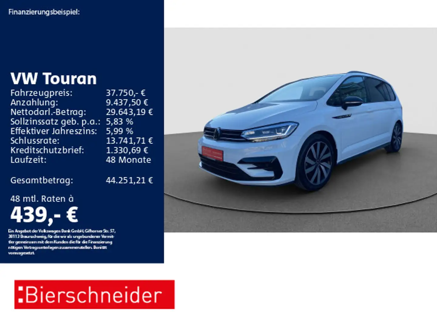 Volkswagen Touran 1.5 TSI DSG R-Line Black 7SITZE AHK PANO Weiß - 1