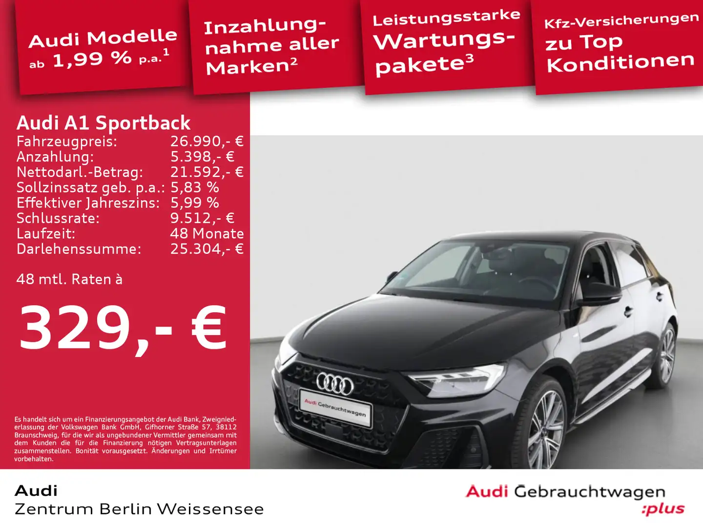 Audi A1 25 TFSI S-TRO**S-LINE*LED*RFK*ACC** Schwarz - 1