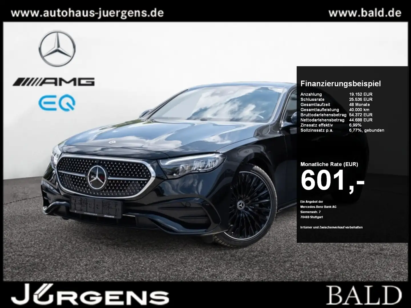 Mercedes-Benz E 200 AMG-Sport/Super/Pano/Sitzklima/Burm/20' Schwarz - 1