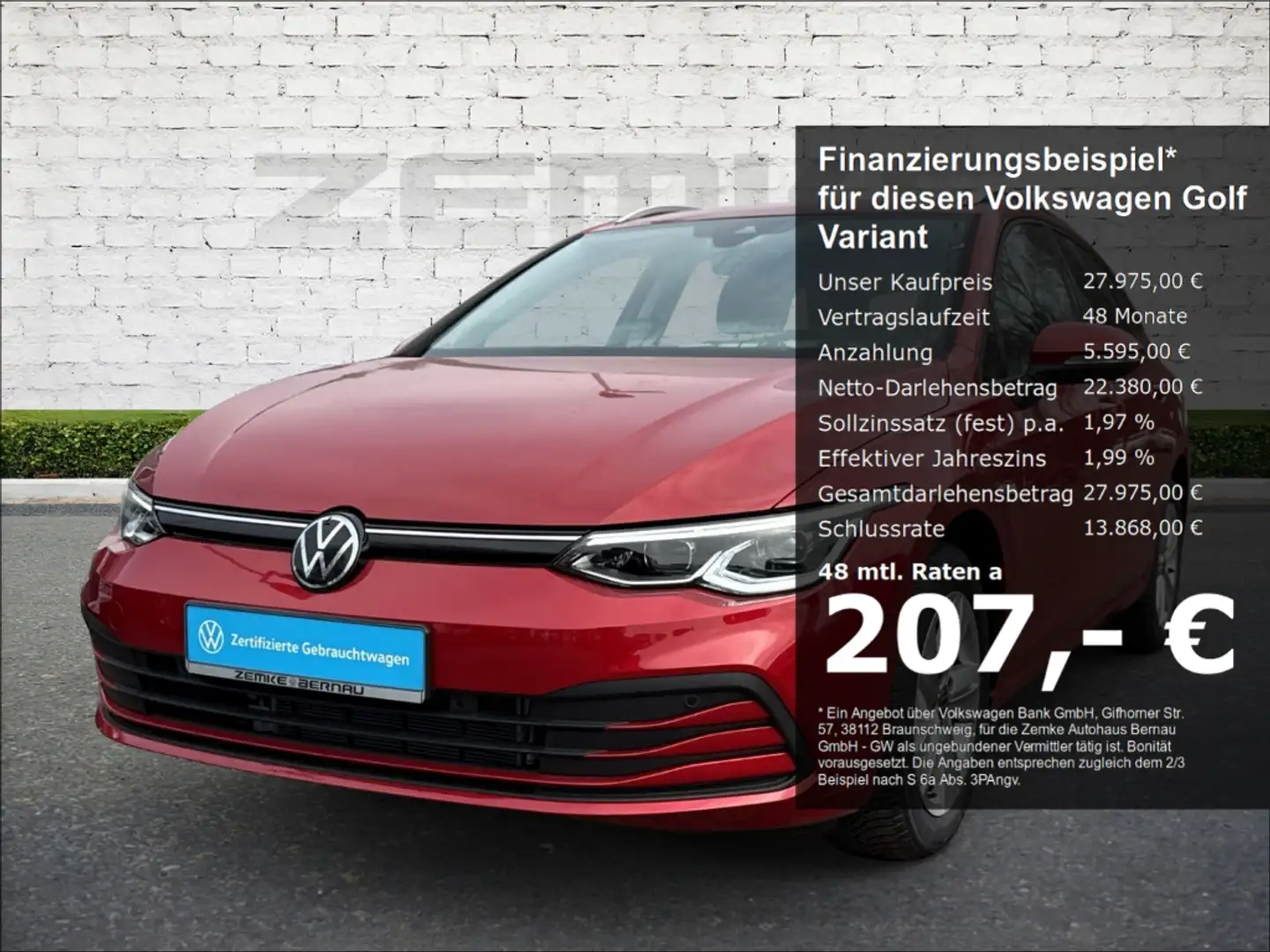 Volkswagen Golf Variant VIII 1.0 eTSI DSG Life PANO 3,99% Finanz. Czerwony - 1