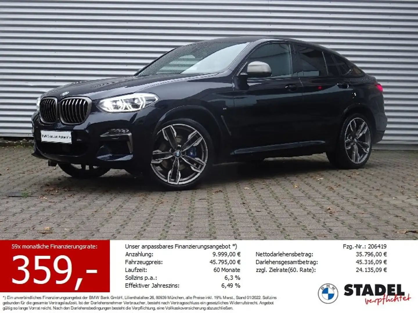 BMW X4 M 40i adLED ACC Standheizung HiFi-h/k HuD 360° Noir - 1