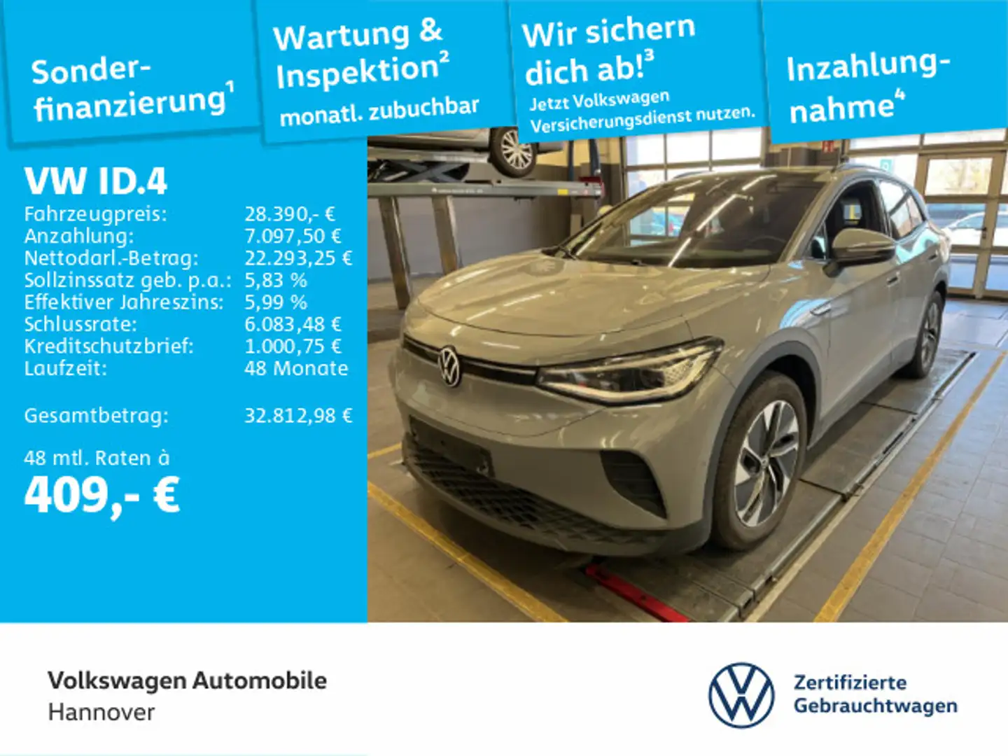 Volkswagen ID.4 Pro Performance Navi AHK Pano Kamera HUD AC Grau - 1