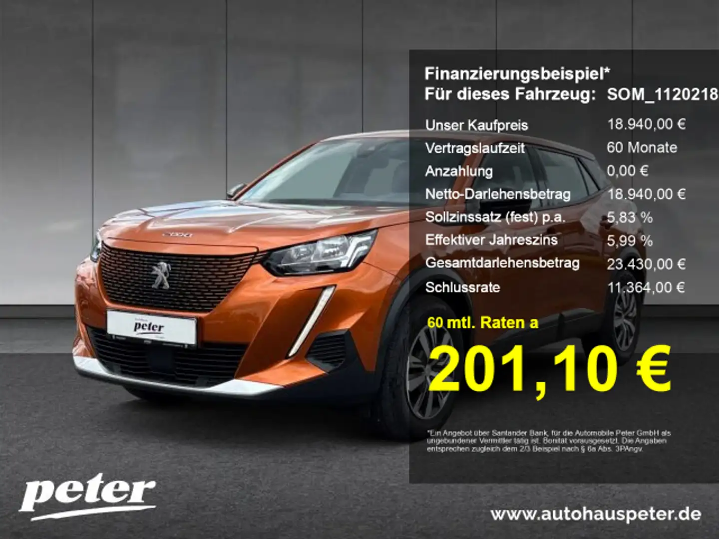 Peugeot 2008 e-2008 Active +11kW OBC+EPH+SHZ+Bluetooth+ Orange - 1