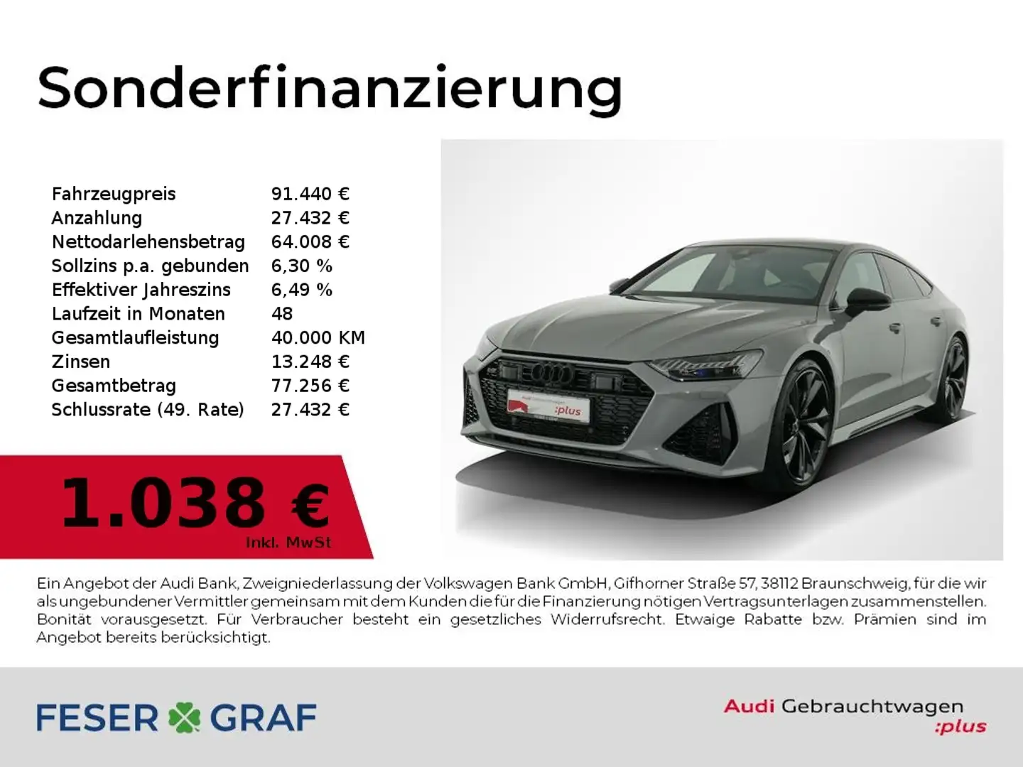 Audi RS7 Sportback Keramik,Pano,Dynamikp+,Sitzbel,HDMatrix Grau - 1