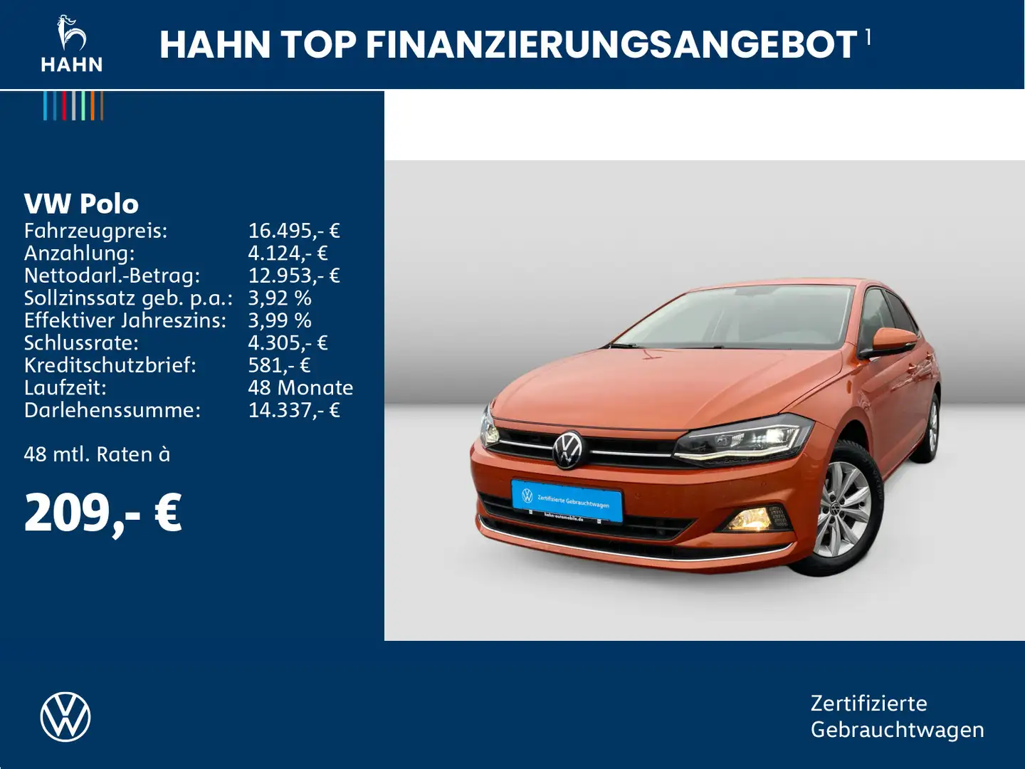 Volkswagen Polo 1.0 TSI DSG Highline Navi ACC LED PDC Orange - 2