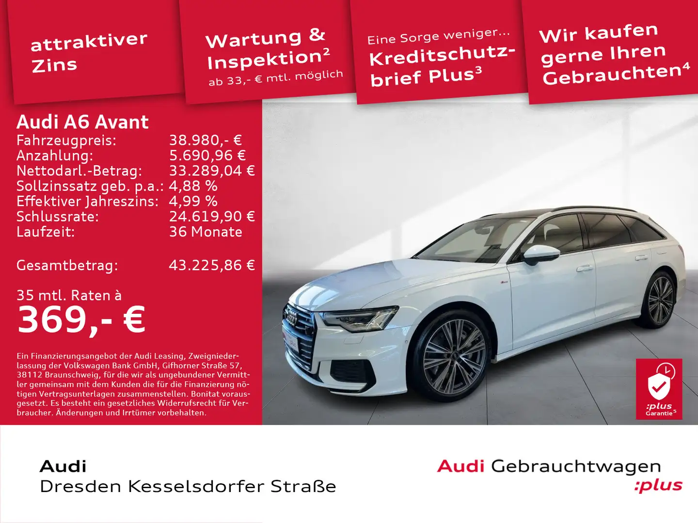 Audi A6 TFSI e Sport LED Navi AHZV Weiß - 1