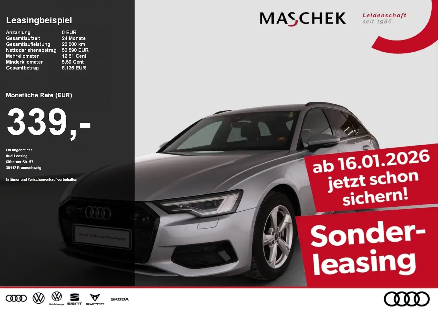 Audi A6 Avant 45 TDI quat AHK Black Matrix Memory Kamera L Silber - 1