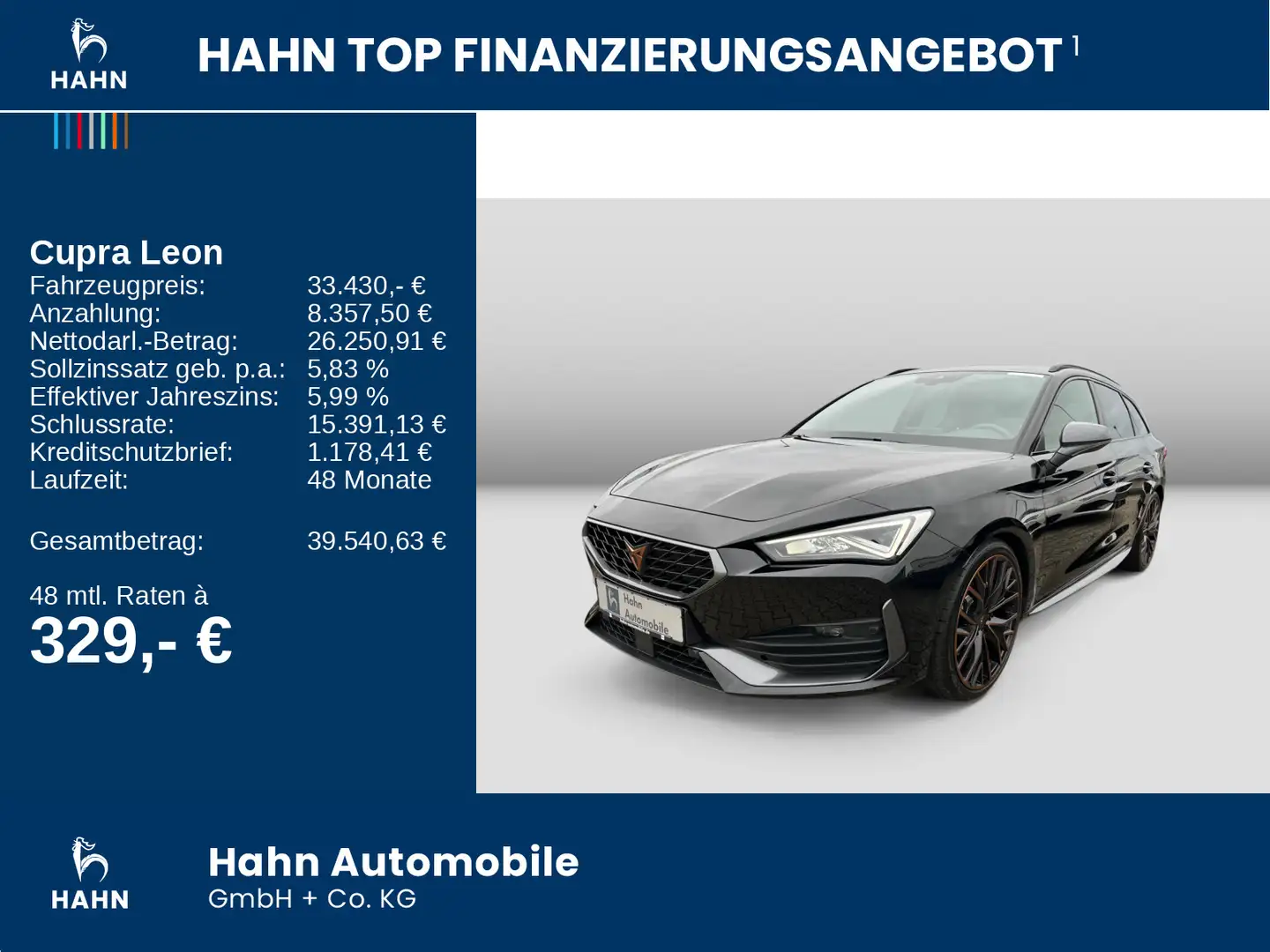 CUPRA Leon Sportstourer 2.0TSI DSG 4Drive VZ LED Navi Schwarz - 2