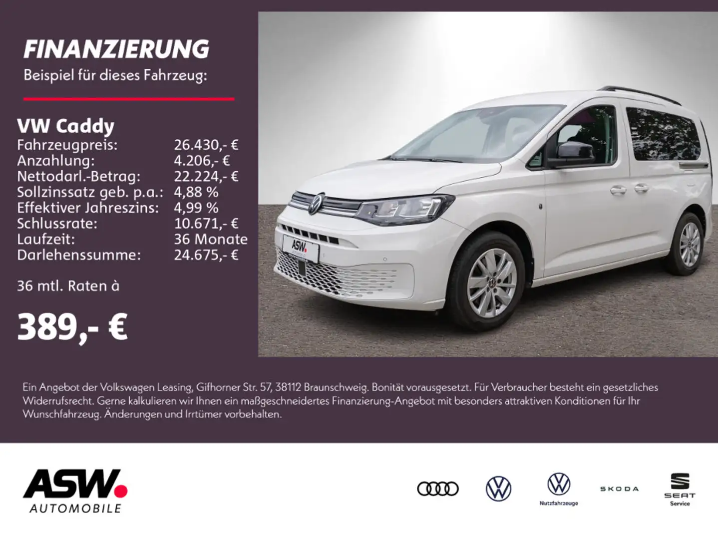 Volkswagen Caddy Life 2.0TDI DSG Navi PDC v/h SHZ AHK Blanc - 1