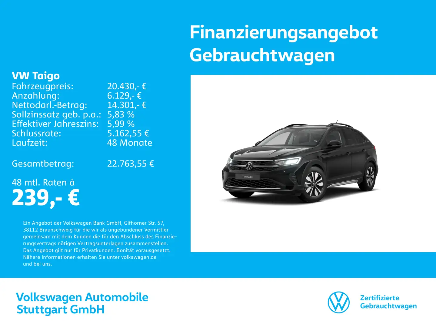 Volkswagen Taigo Life 1.0 TSI Kamera AHK Schwarz - 1