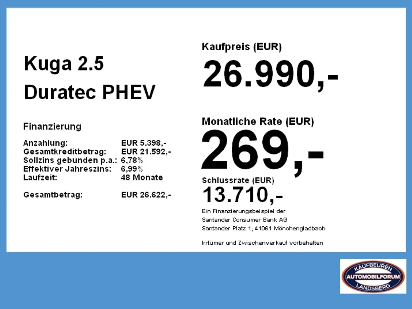Ford Kuga 2.5 Duratec PHEV Vignale LED Pano ACC HUD Schwarz - 2