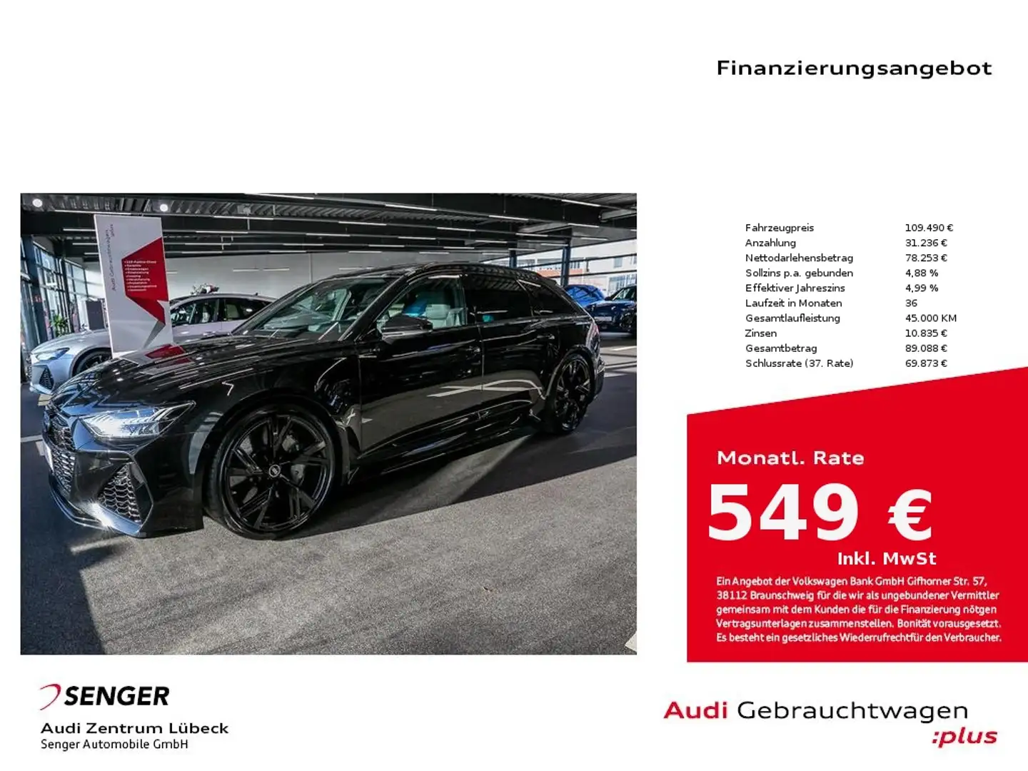Audi RS6 Avant Pano HD-Matrix Keramik B&O 305 Km/H Noir - 1
