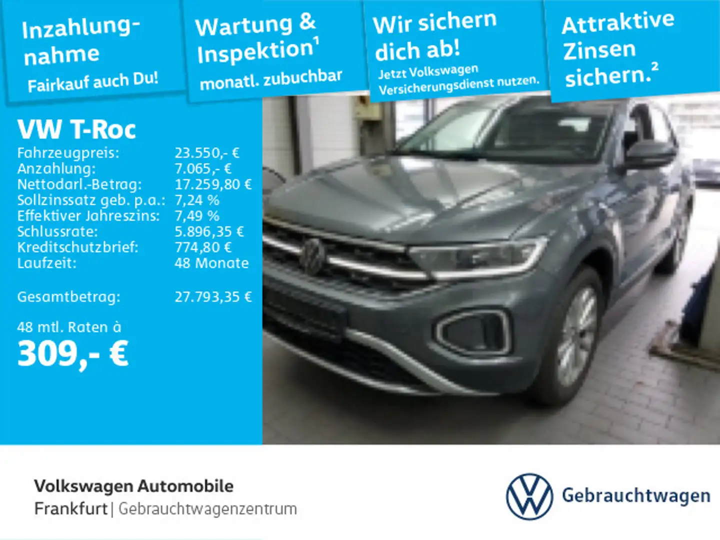 Volkswagen T-Roc 1.5 TSI DSG Style Navi IQ.Light DAB+ Front Grau - 1