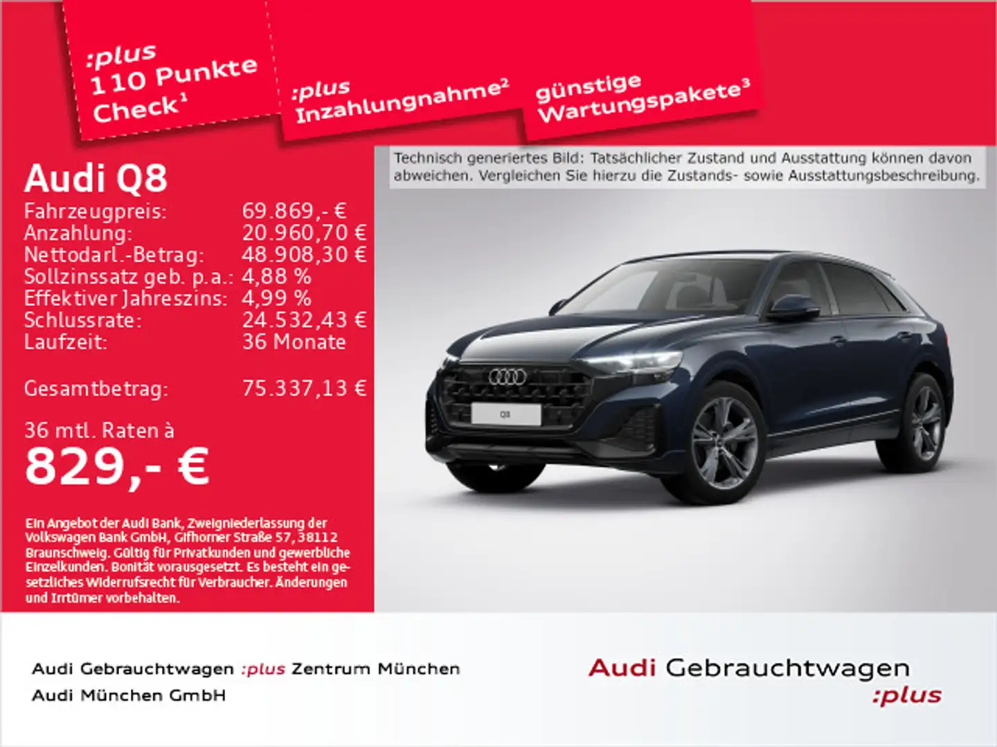Audi Q8 45 TDI qu. tiptr. Matrix/HUD/Luftfed./Privacy Blau - 1