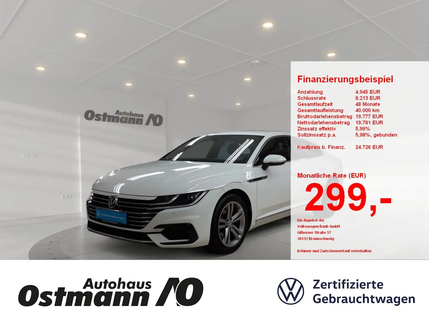 Volkswagen Arteon 2.0TSI R-Line ACC*Naci*Sitzh*LED*AHK* Weiß - 1