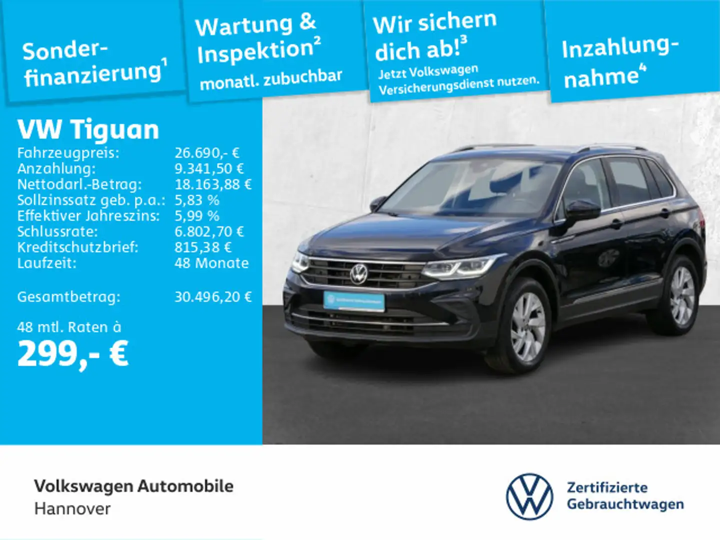 Volkswagen Tiguan 2.0 TDI DSG Life Navi LED ACC PDC SHZ Noir - 1