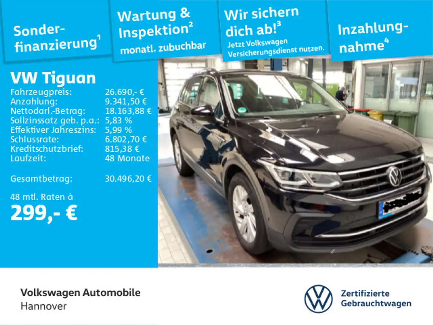 Volkswagen Tiguan 2.0 TDI DSG Life Navi LED ACC PDC SHZ Schwarz - 1