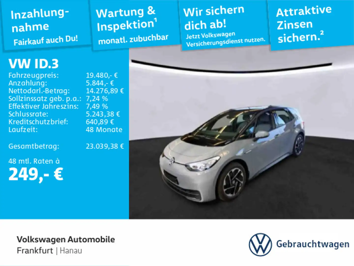 Volkswagen ID.3 Pure Performance Navi LED LaneAssist FrontA Grau - 1