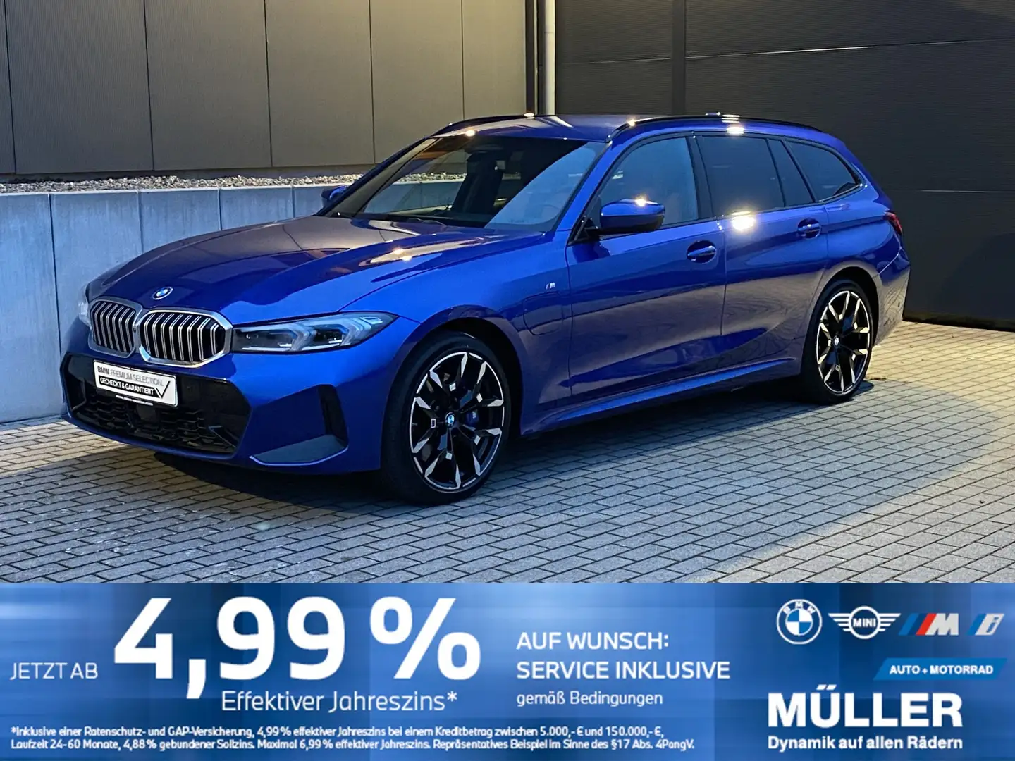 BMW 330 e xDr SAG M Sport OAHk/LED+/hk/360CAM/MEMO Blau - 1