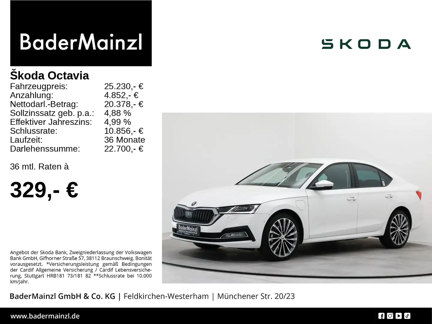 Skoda Octavia Limousine 1.4 TSI iV DSG HUD Matrix Kam Weiß - 1