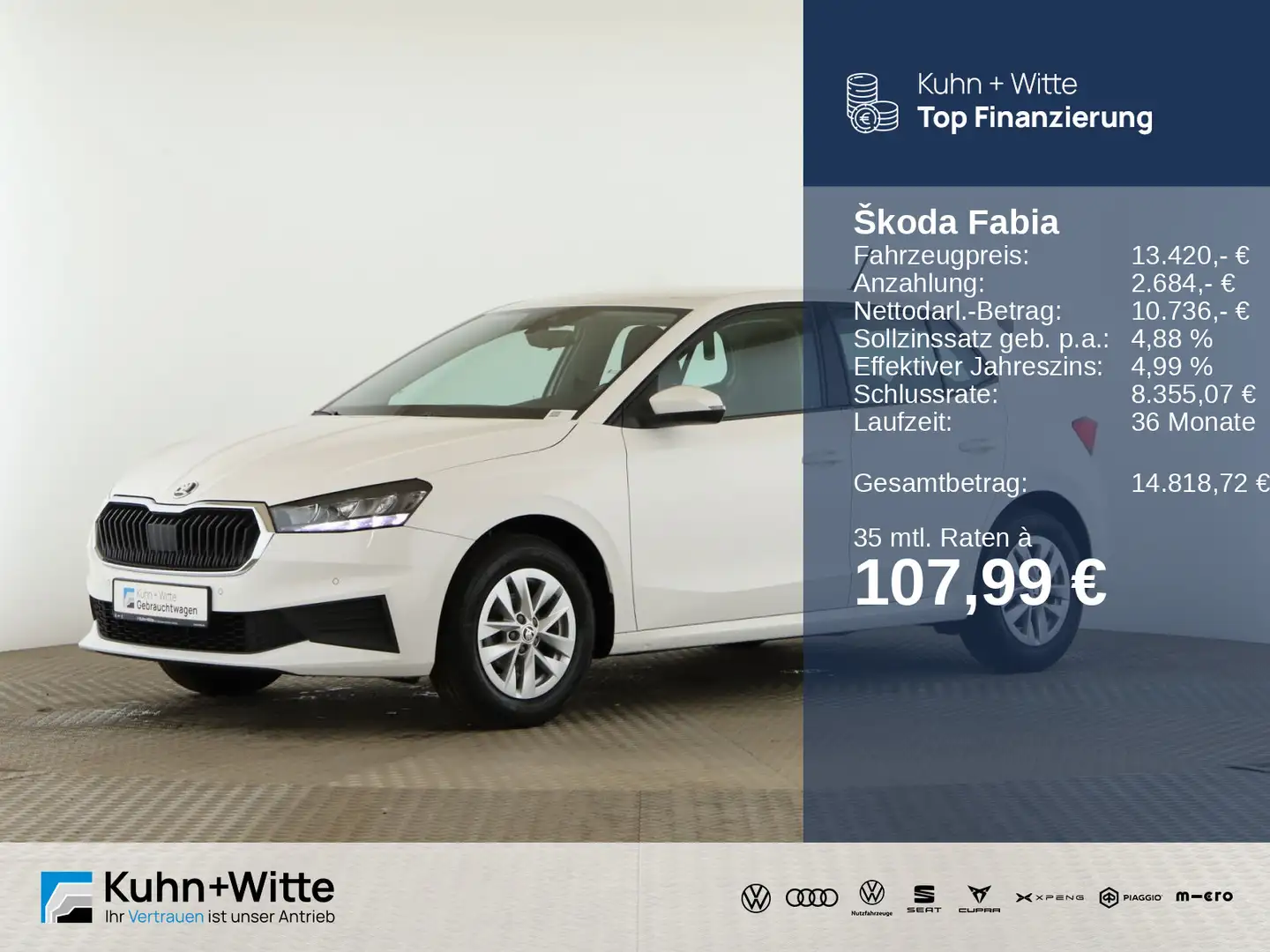 Skoda Fabia 1.0 TSI Ambition *LED*PDC*SHZ*AppleCar* Weiß - 1