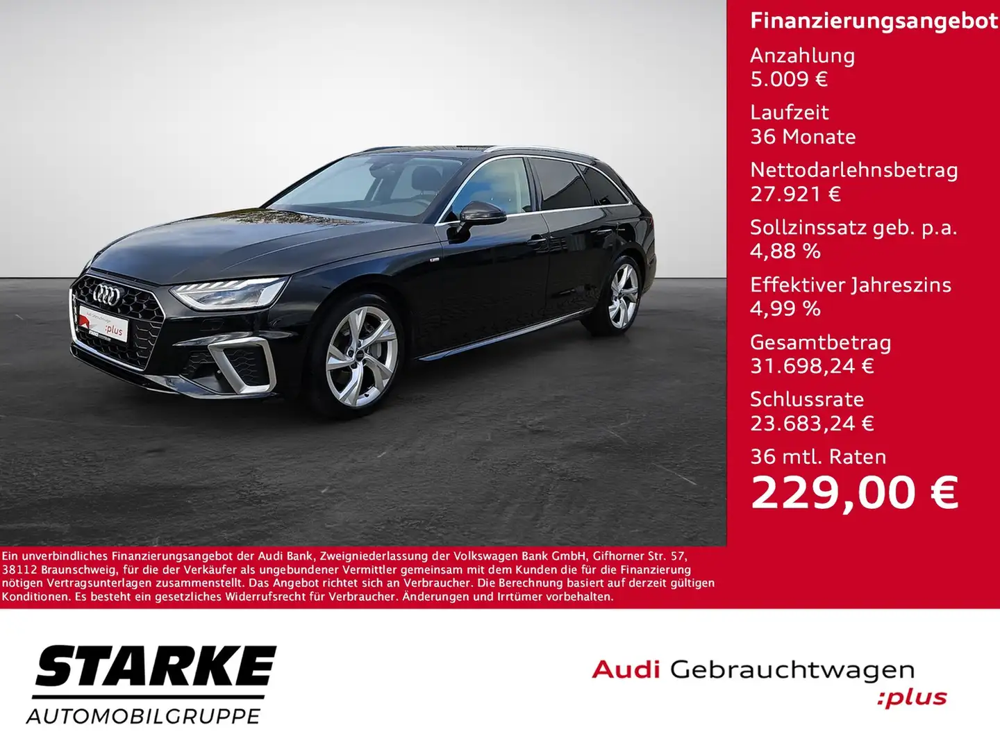 Audi A4 Avant 40 TFSI S tronic S line NaviPlus Matrix A... Schwarz - 1