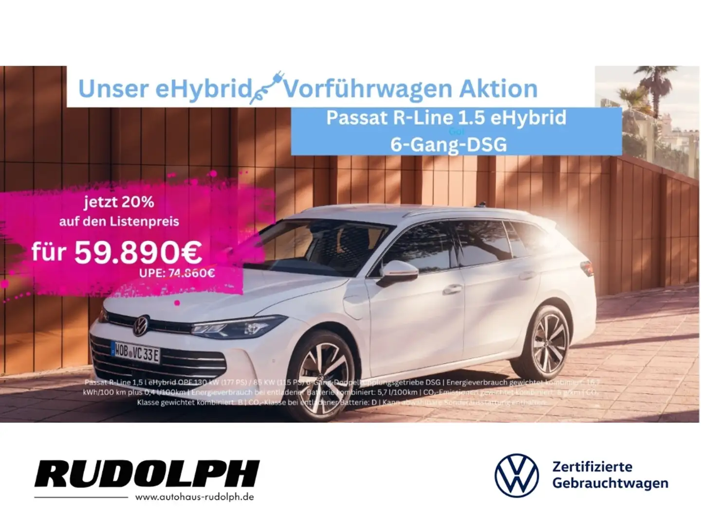 Volkswagen Passat R-Line 1.5 TSI eHybrid 6-Gang-DSG LED AHK BT Harma Bianco - 1