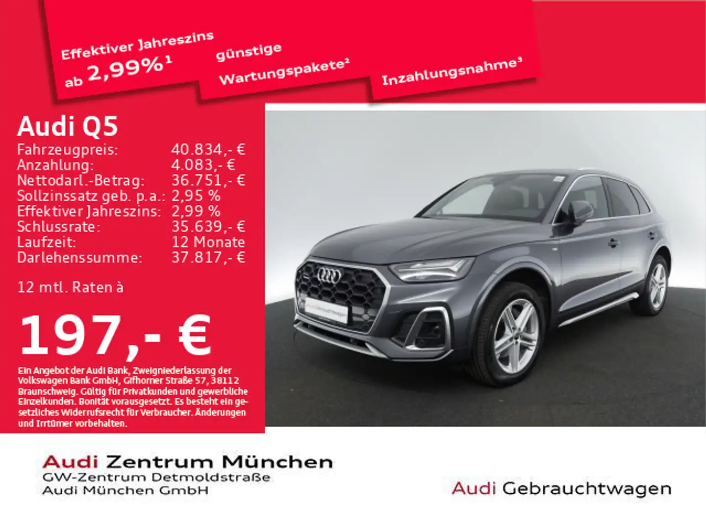 Audi Q5 40 TDI qu. S tronic S line AHK/Virtual+/Kamer Grau - 1