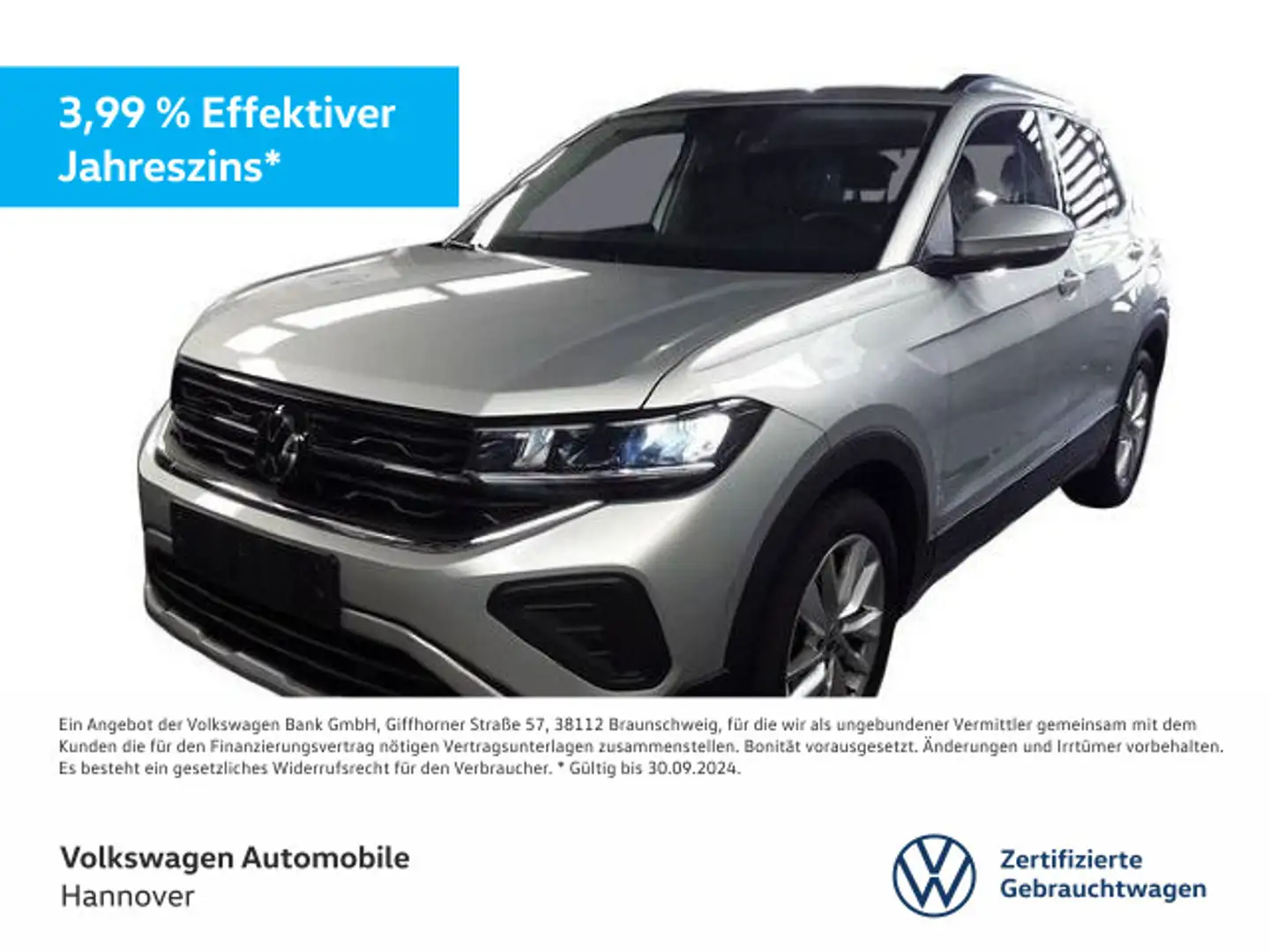 Volkswagen T-Cross 1.0 TSI Life Navi LED DigCockpit ACC PDC Silber - 1