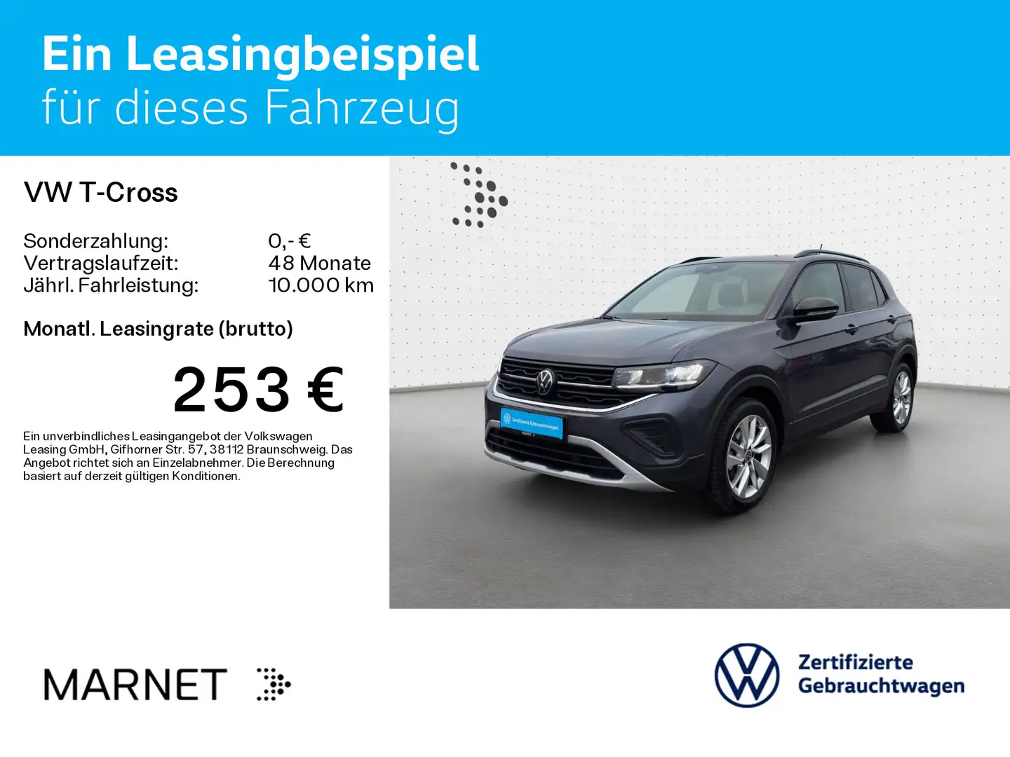 Volkswagen T-Cross 1.0 TSI DSG Life*Nav*AHK*Kamera*LED+*SHZ Grau - 2