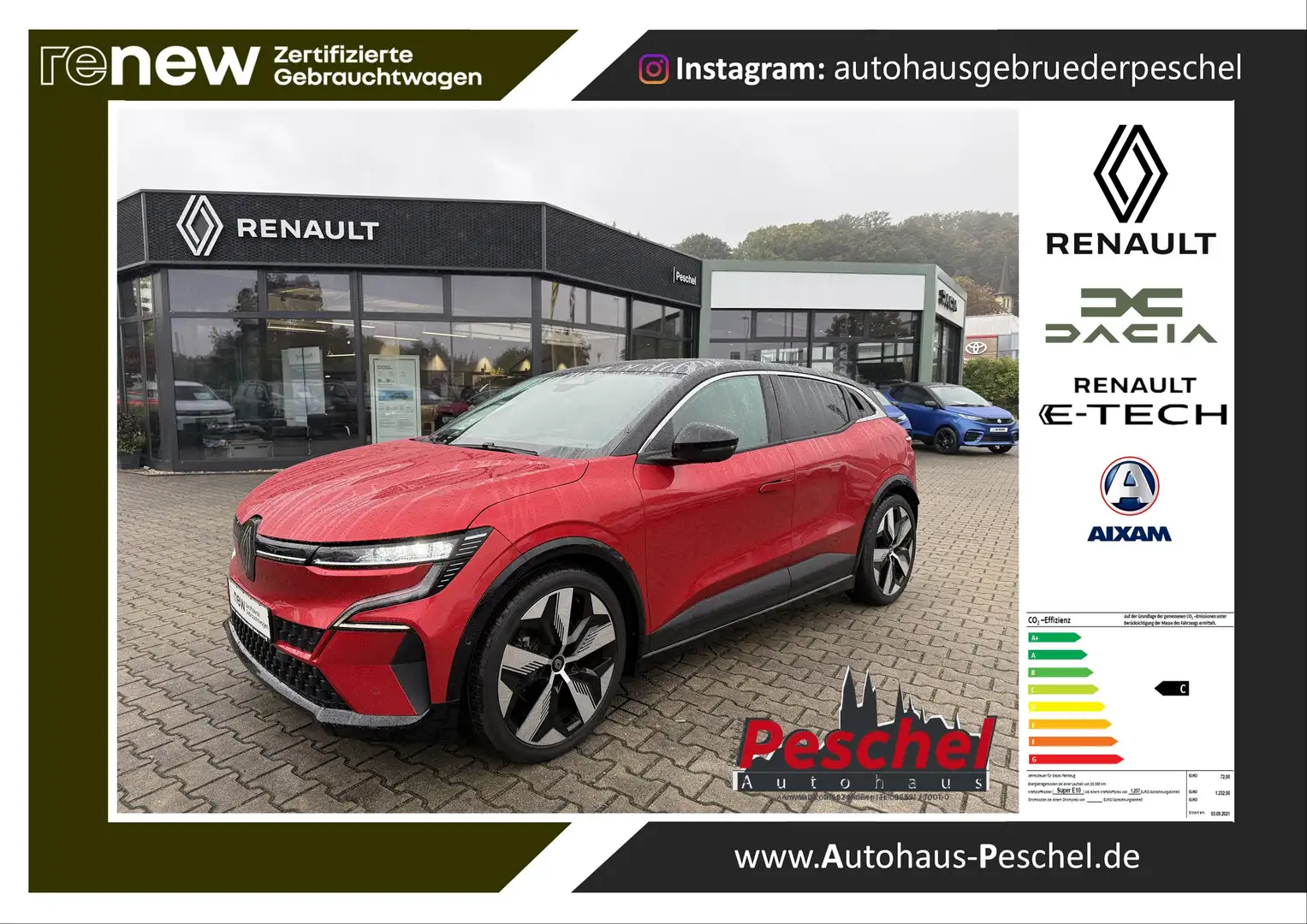 Renault Megane Techno 220 Optimum Charge Kamera 20" Alu Navi WR Rojo - 1