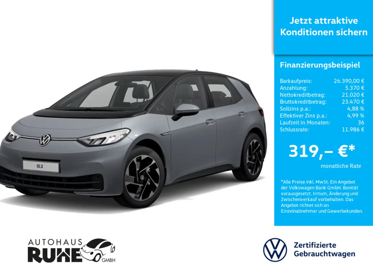Volkswagen ID.3 Pro Performance 150 kW 58 kWh ACC NAVI Grau - 1