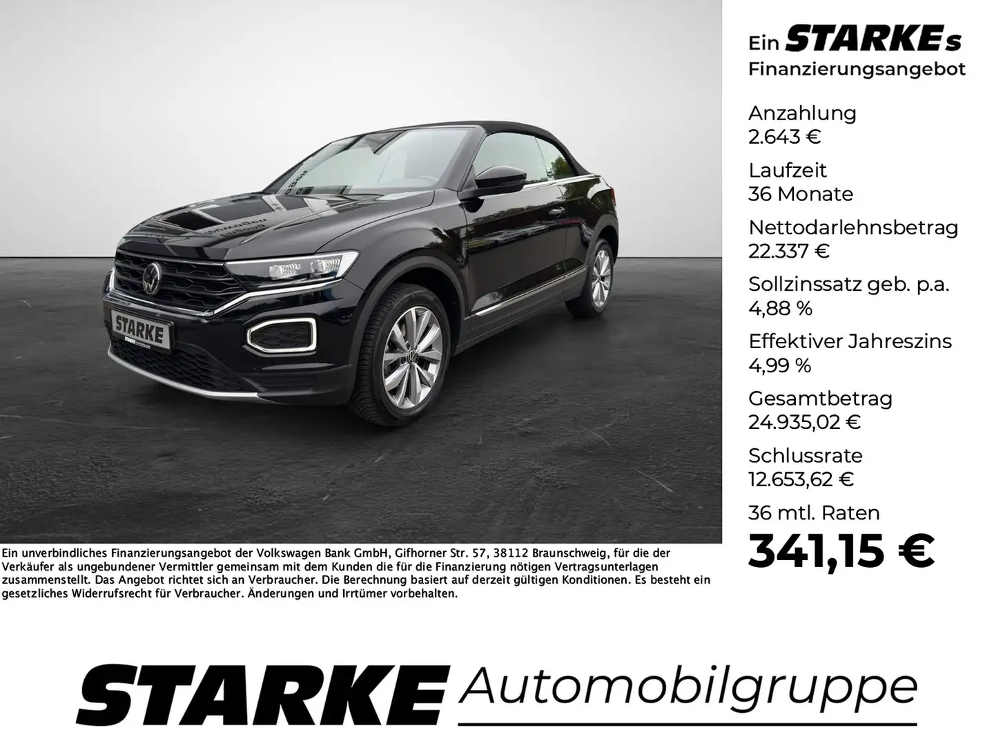 Volkswagen T-Roc Cabriolet 1.5 TSI DSG Style Schwarz - 1