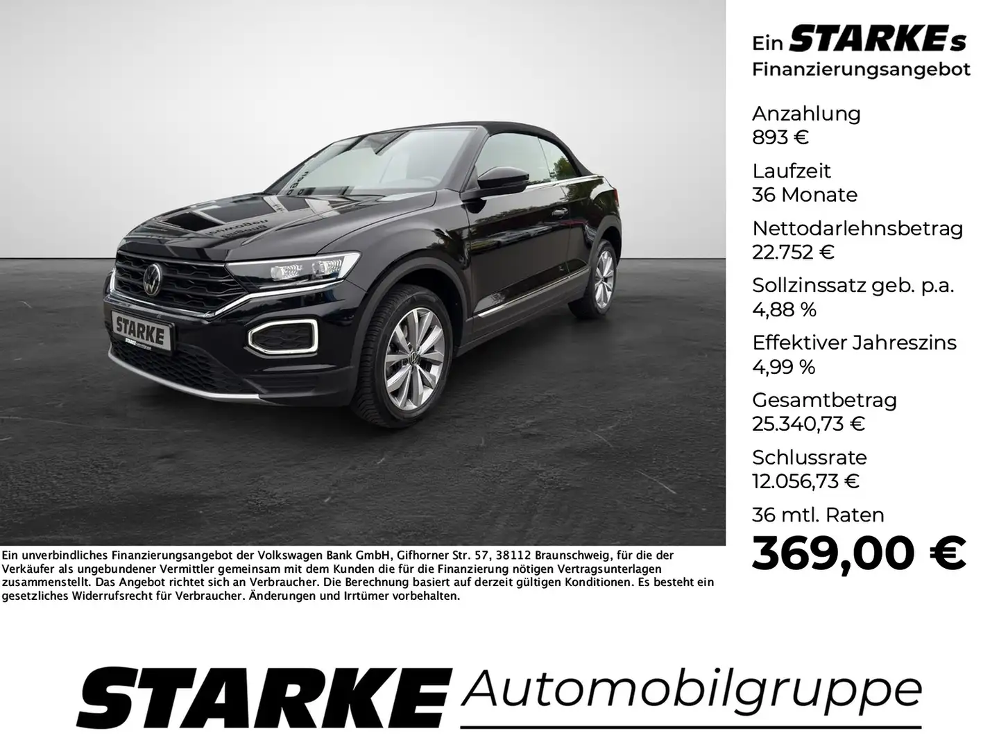 Volkswagen T-Roc Cabriolet 1.5 TSI DSG Style Schwarz - 1