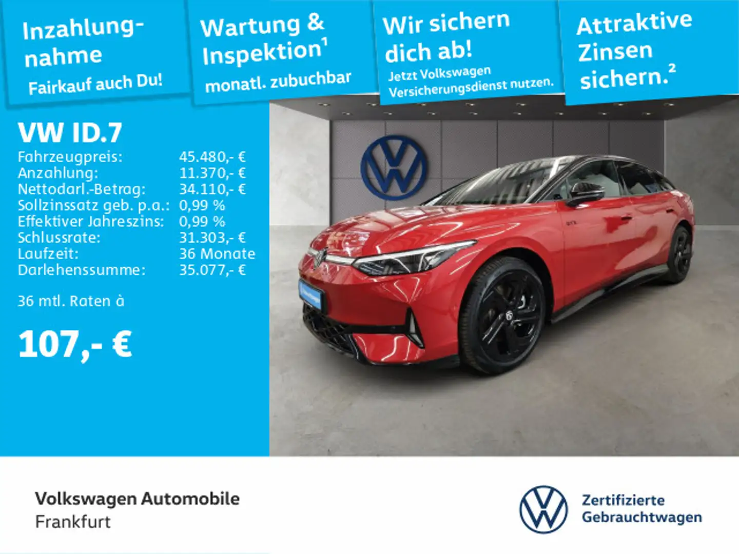 Volkswagen ID.7 GTX Navi AHK IQ.LIGHT - LED-Matrix-Scheinwe Rouge - 1