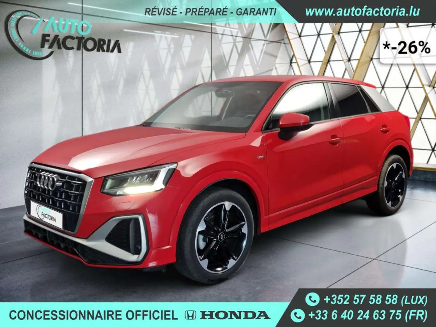 Audi Q2 -26% 30 TFSI 110cv S-Line+GPS+CAM+FULL LED+Options Rouge - 1
