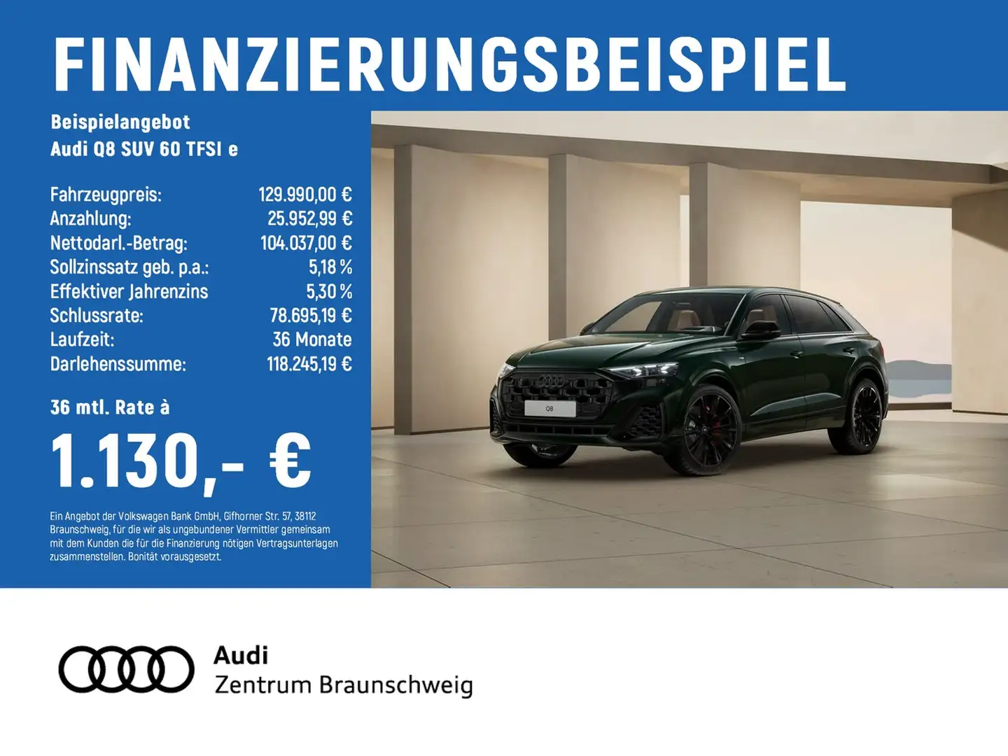 Audi Q8 SUV 60 TFSI e PANO+LASER+LUFTFEDERUNG+AHK+B&O Verde - 2