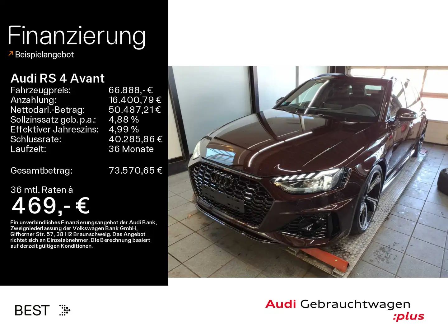 Audi RS4 Essentials*HUD*B&O*Matrix*ACC*Leder Rouge - 1