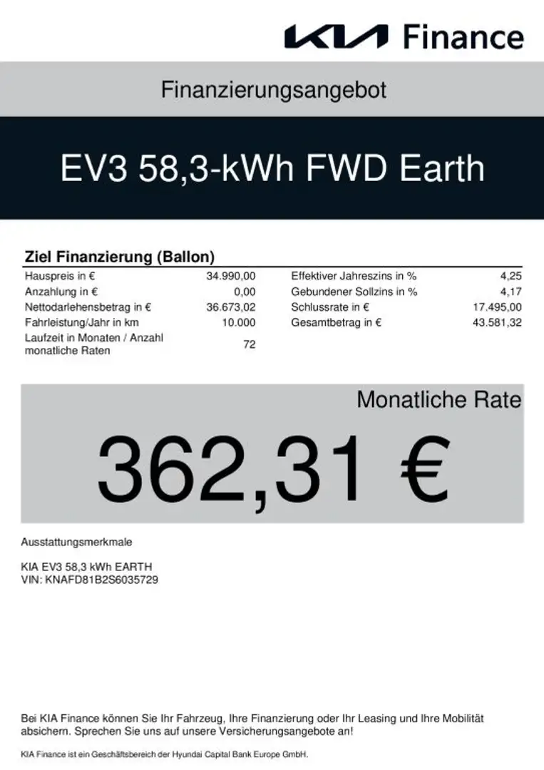 Kia EV3 58,3-kWh FWD Earth UVP 44.109 EUR Weiß - 2